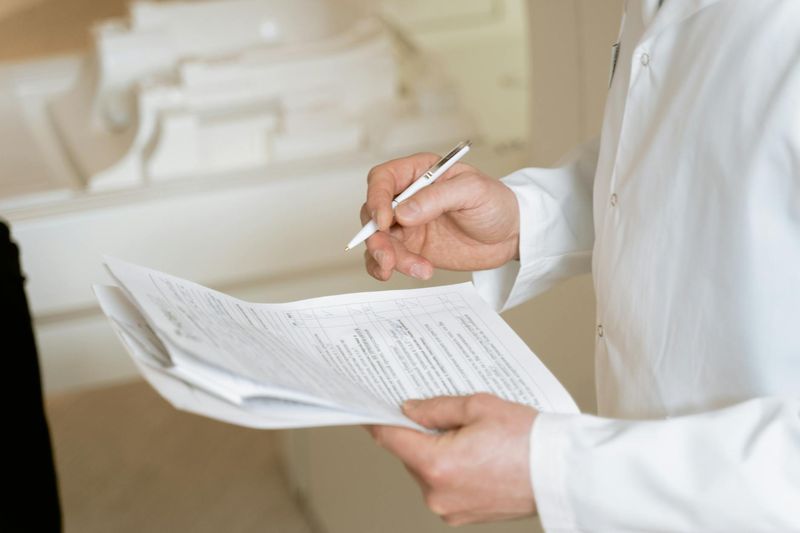 Documentos médicos sobre mesa em revisão cuidadosa, ilustrando contexto de hepatopatia grave relacionada à isenção do IR pela Lei 7.713/88.